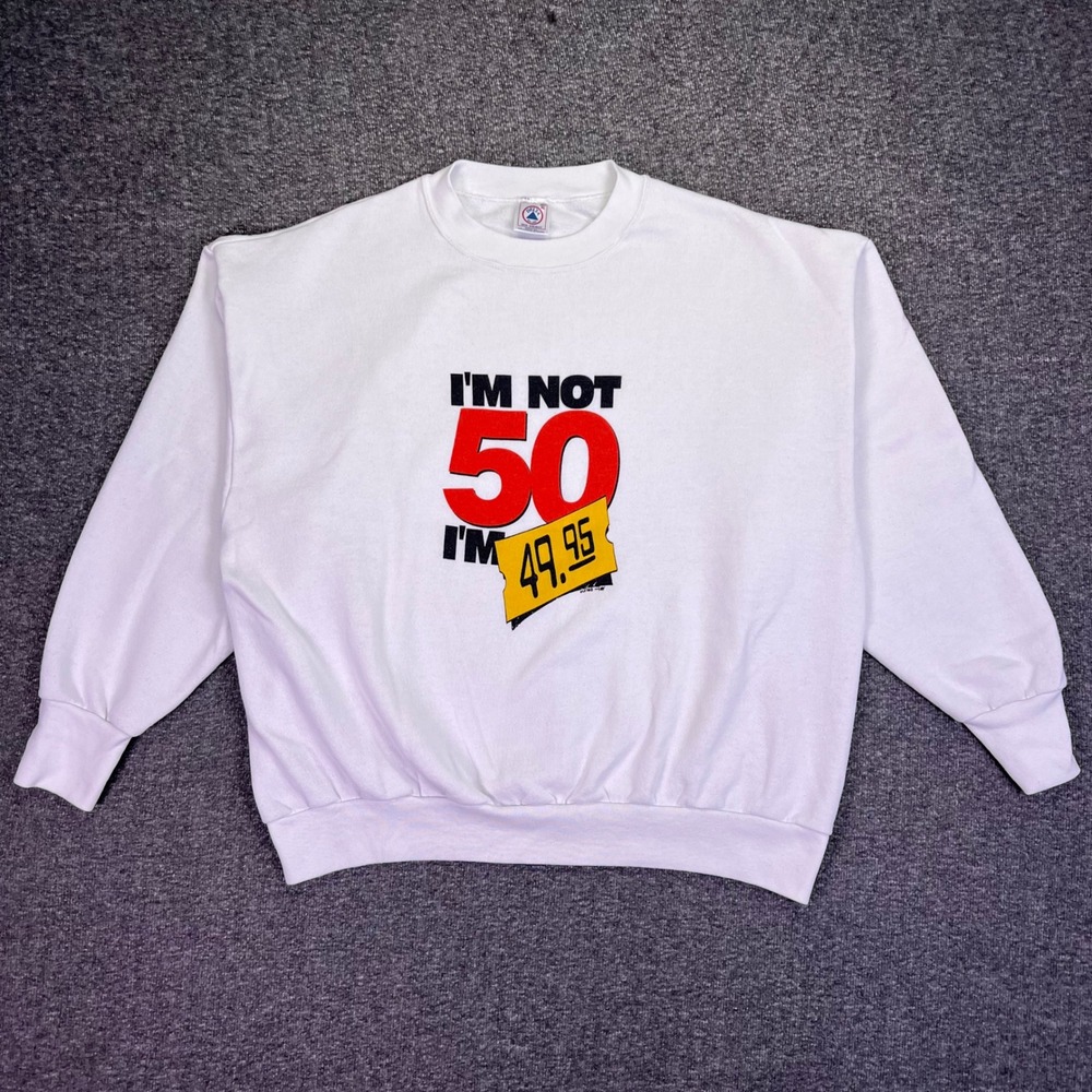 Delta Sweatshirt Mens XL White Funny 50th Birthday Graphic 49.95 Humor USA Made